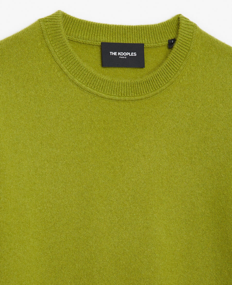 fitted green crew neck cashmere sweater