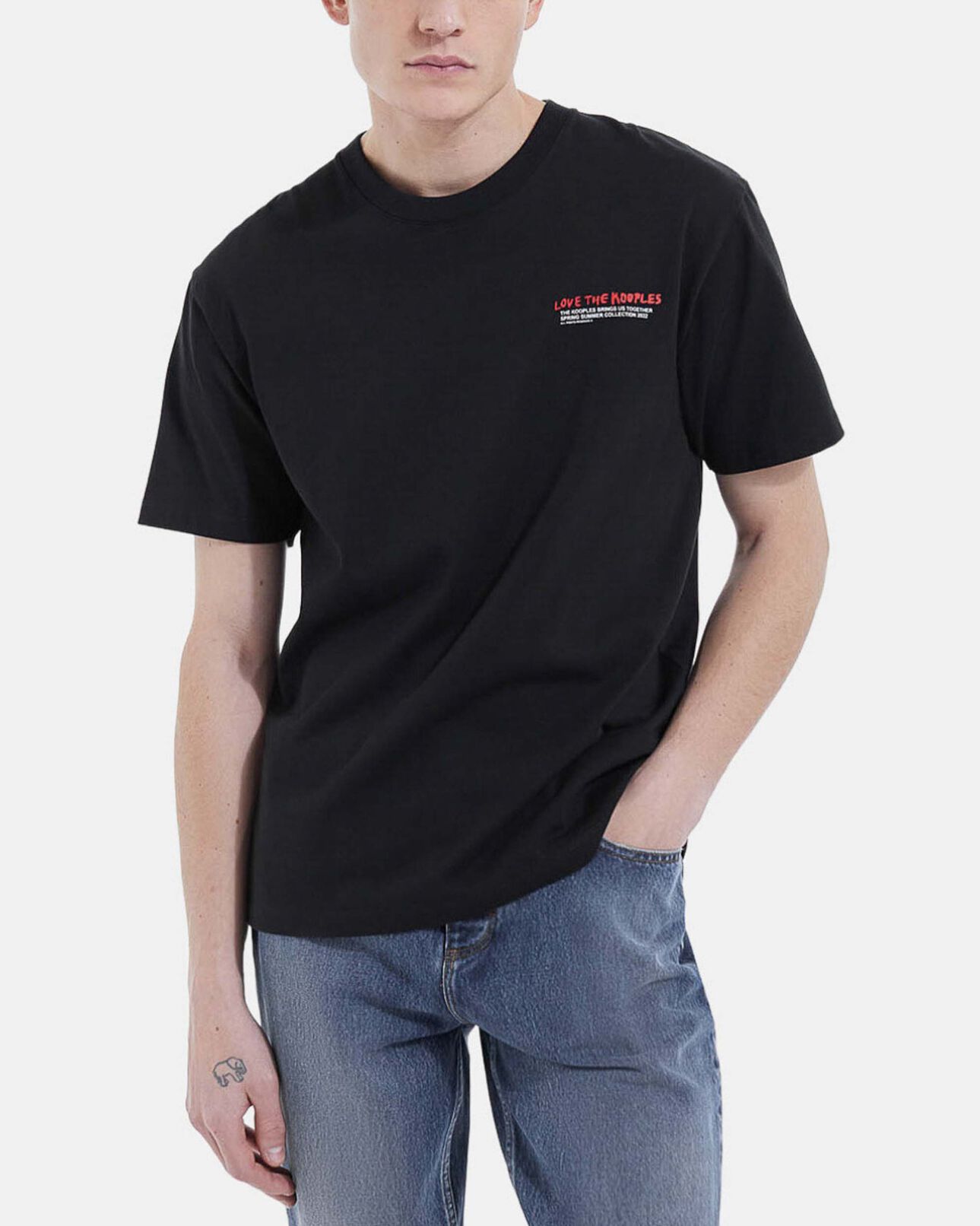 The Kooples MEN BLACK black cotton love the kooples t-shirt