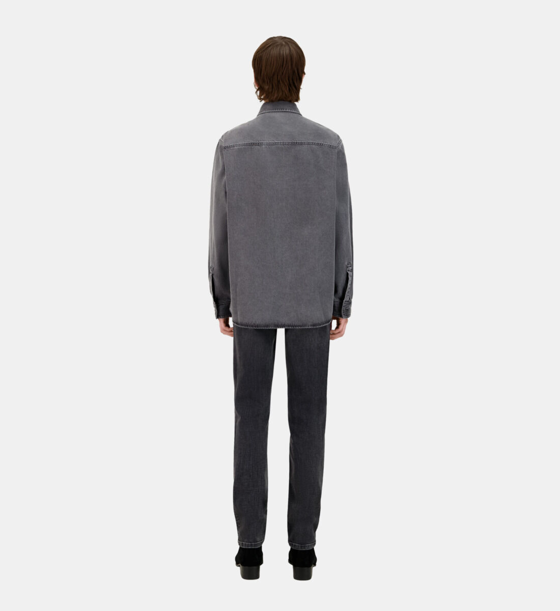 Dark grey denim best sale shirt