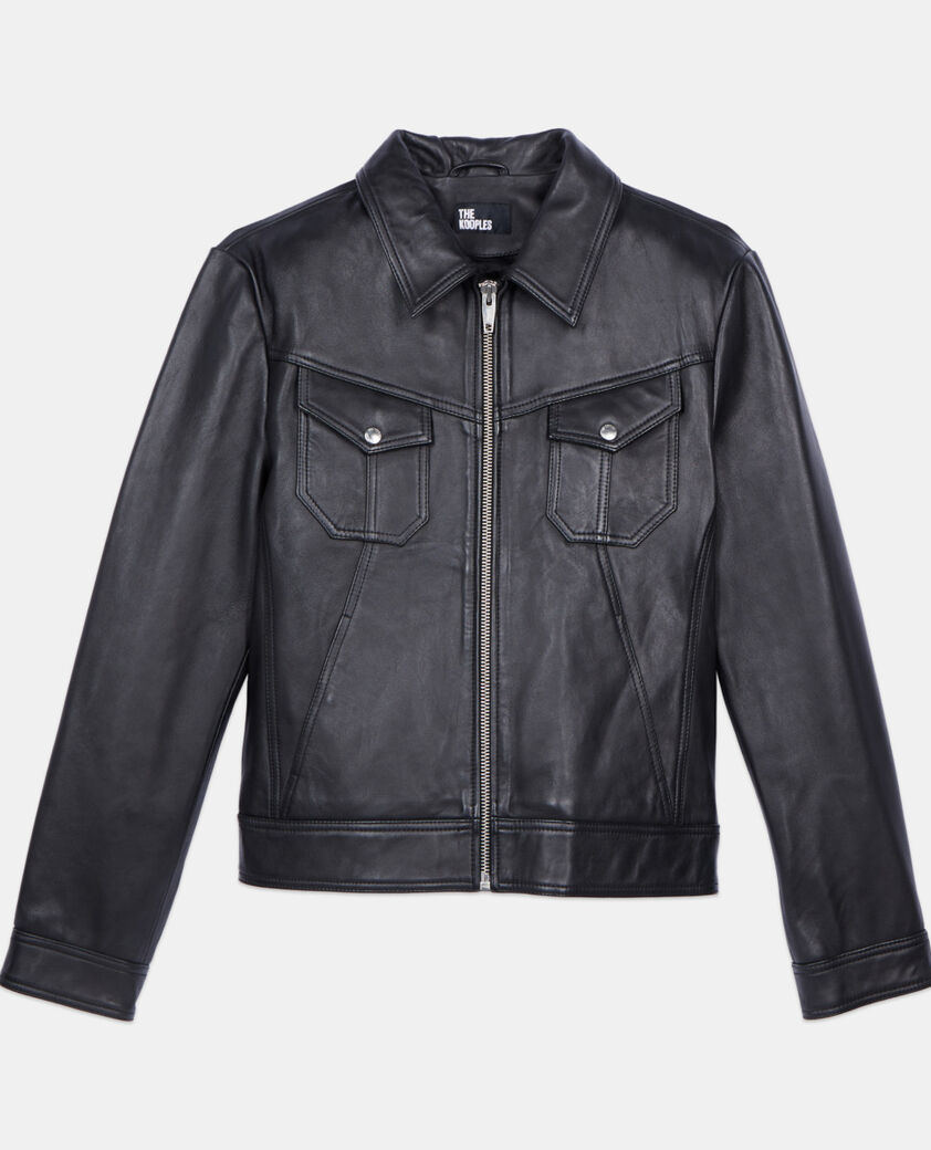 The Kooples MEN BLACK black leather jacket