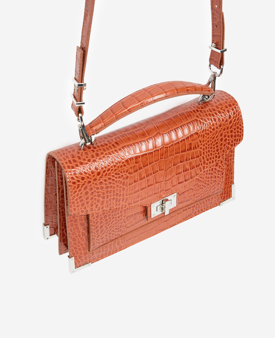 emily medium red croc-print bag in leather