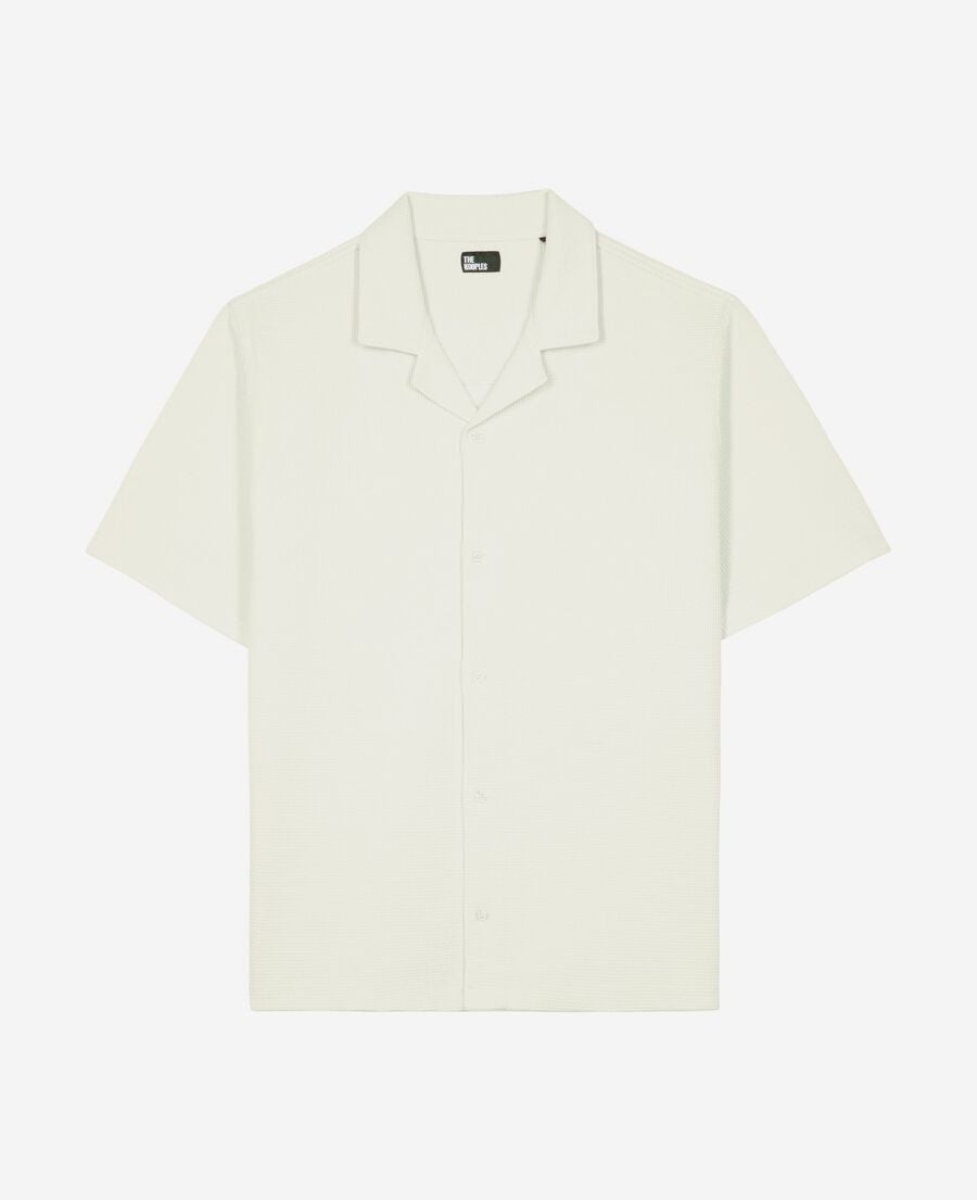 The Kooples HOMME ECRU chemise manches courtes nid d'abeille écrue