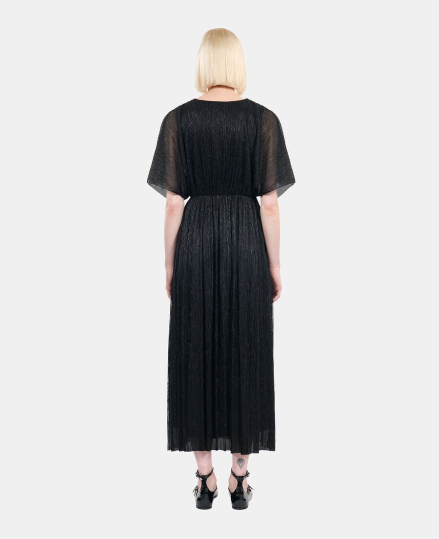 The Kooples F BLACK black metallic jersey long dress