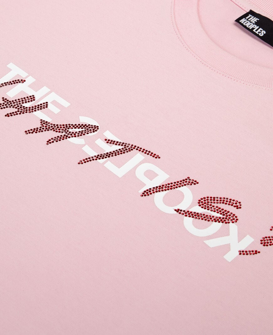 The Kooples WOMEN POWDER PINK pink what is t-shirt with rhinestones