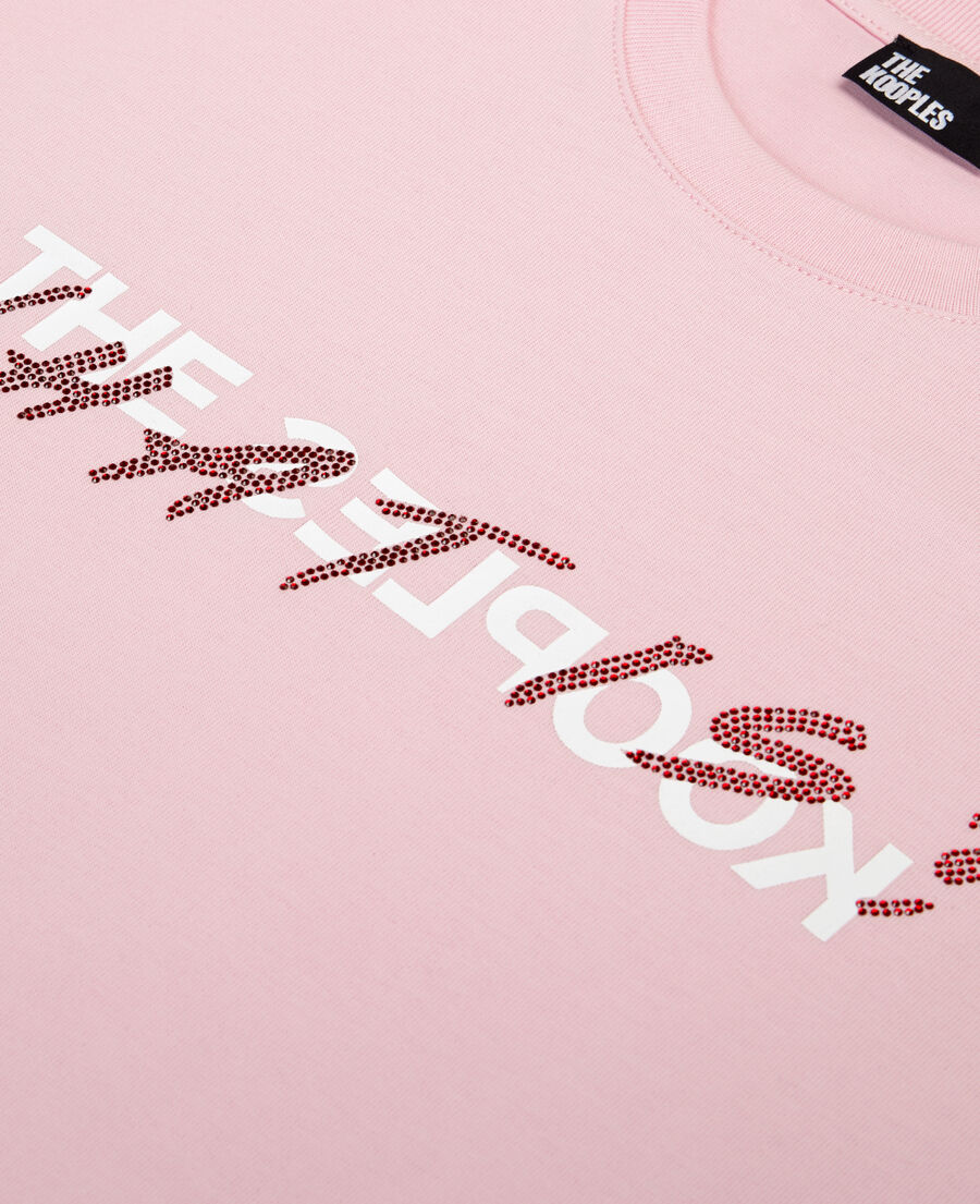 The Kooples FEMME POWDER PINK t-shirt what is avec strass rose