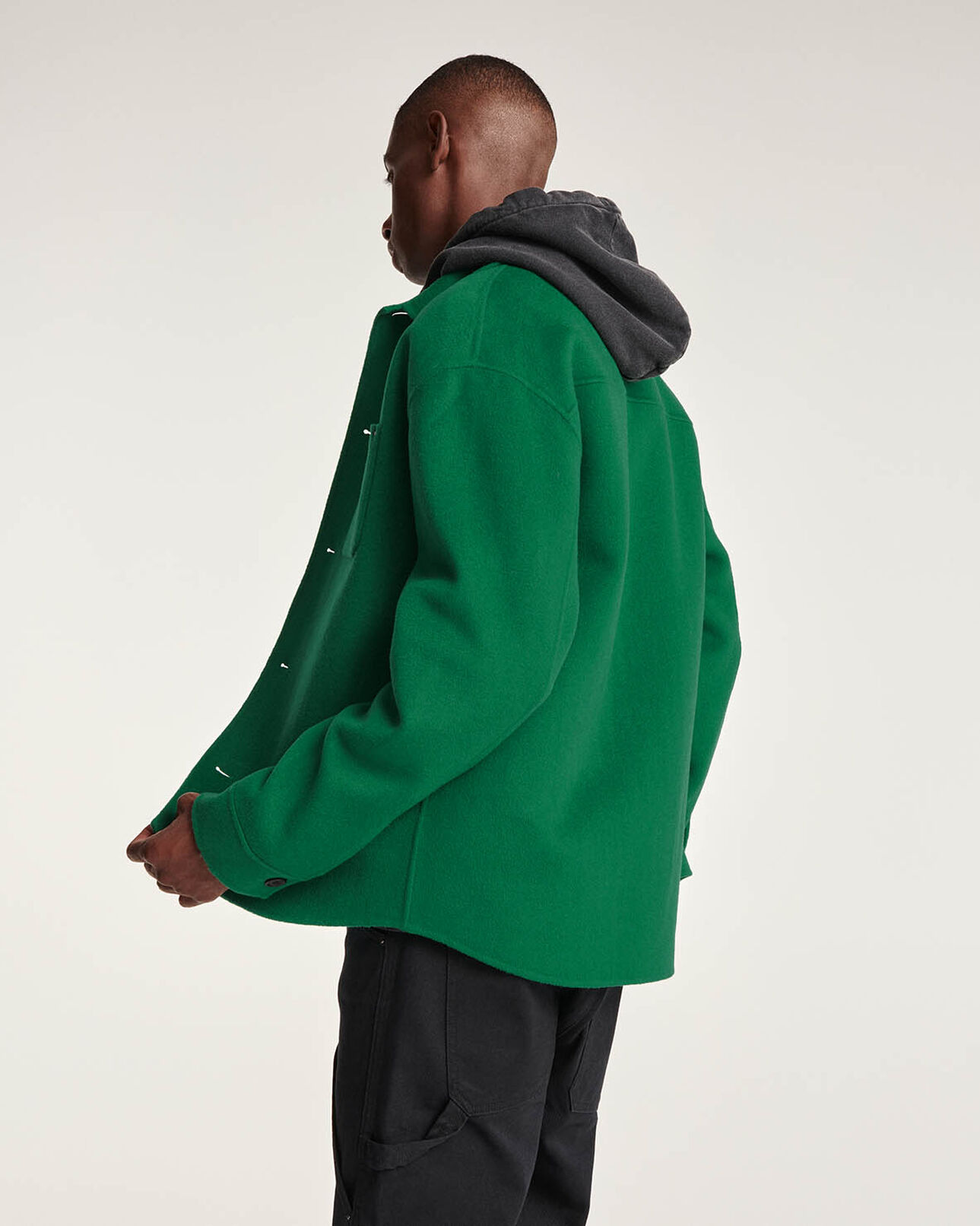 The Kooples HOMME GREEN chemise laine vert coupe droite
