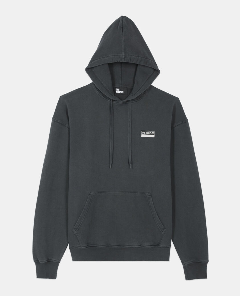 The Kooples HERREN BLACK WASHED schwarzes kapuzensweatshirt 100% wild