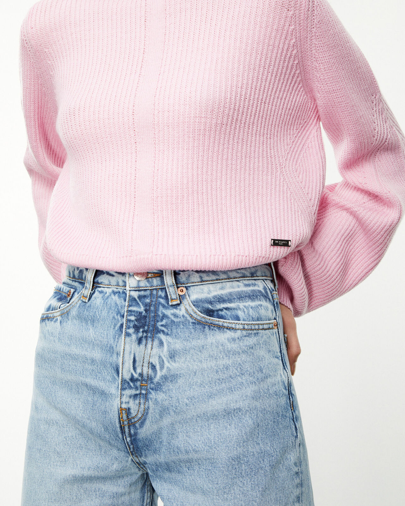 The Kooples FEMME LIGHT BLUE jean bleu délavé à taille haute droit