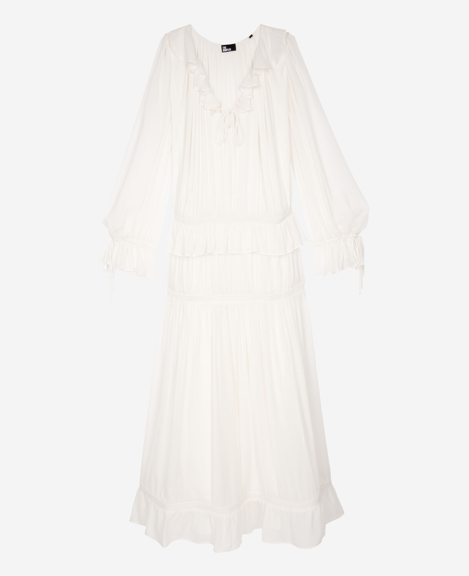 The Kooples WOMEN ECRU pussy bow collar ecru dress