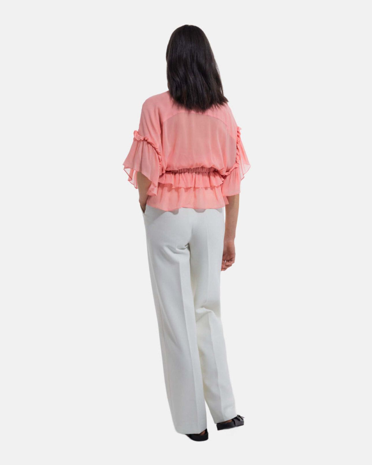 The Kooples WOMEN PINK ruffled short sleeved top