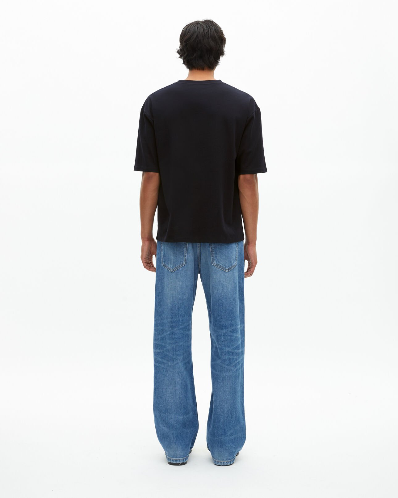 The Kooples HERREN NAVY weites, einfarbiges t-shirt in marineblau