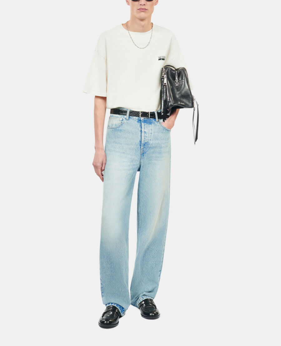 The Kooples HOMME BLUE BLEACHED / NAVY jean large bleu d&eacute;lav&eacute;