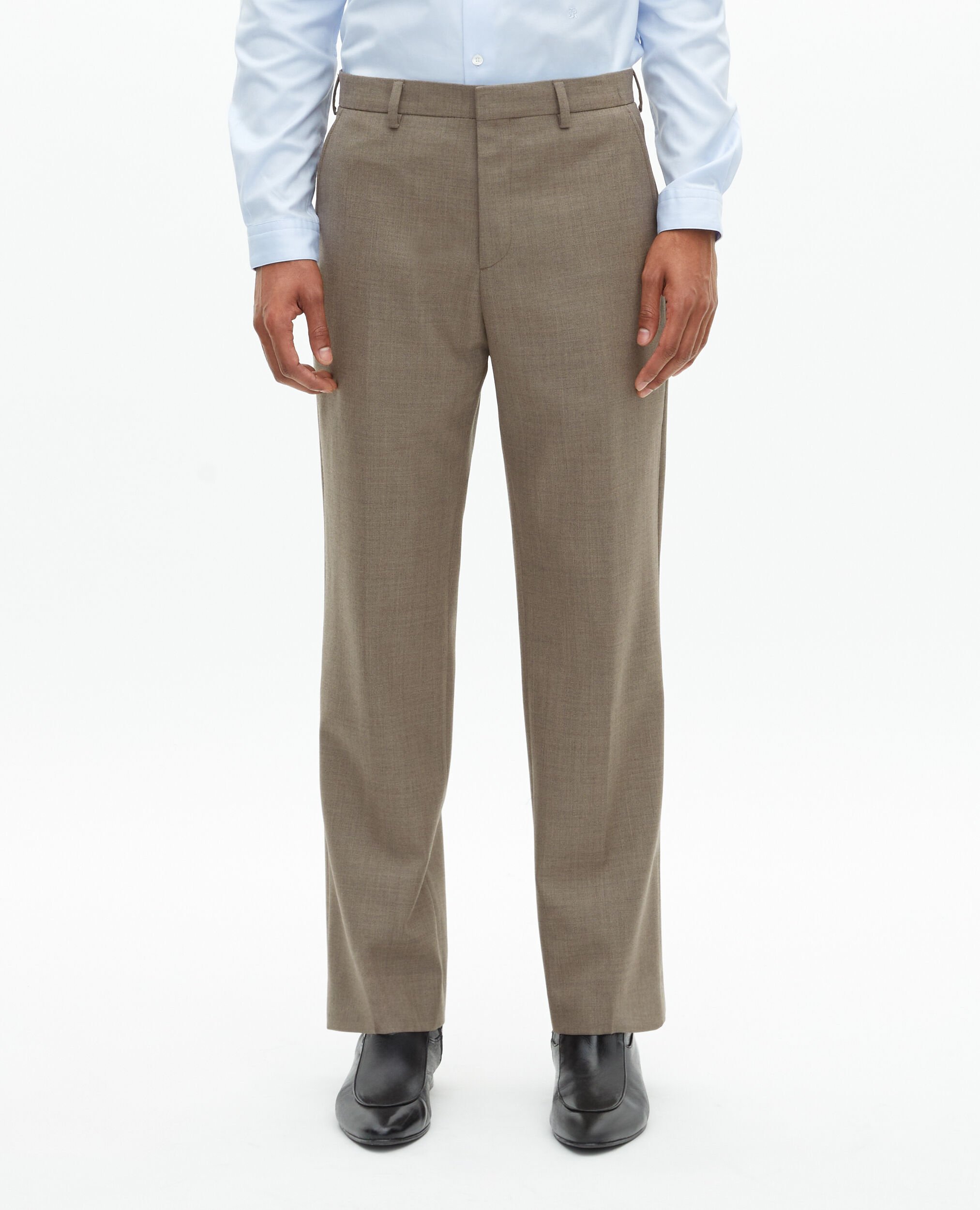 Pantalon de costume en laine beige, BEIGE MELANGE, hi-res image number null