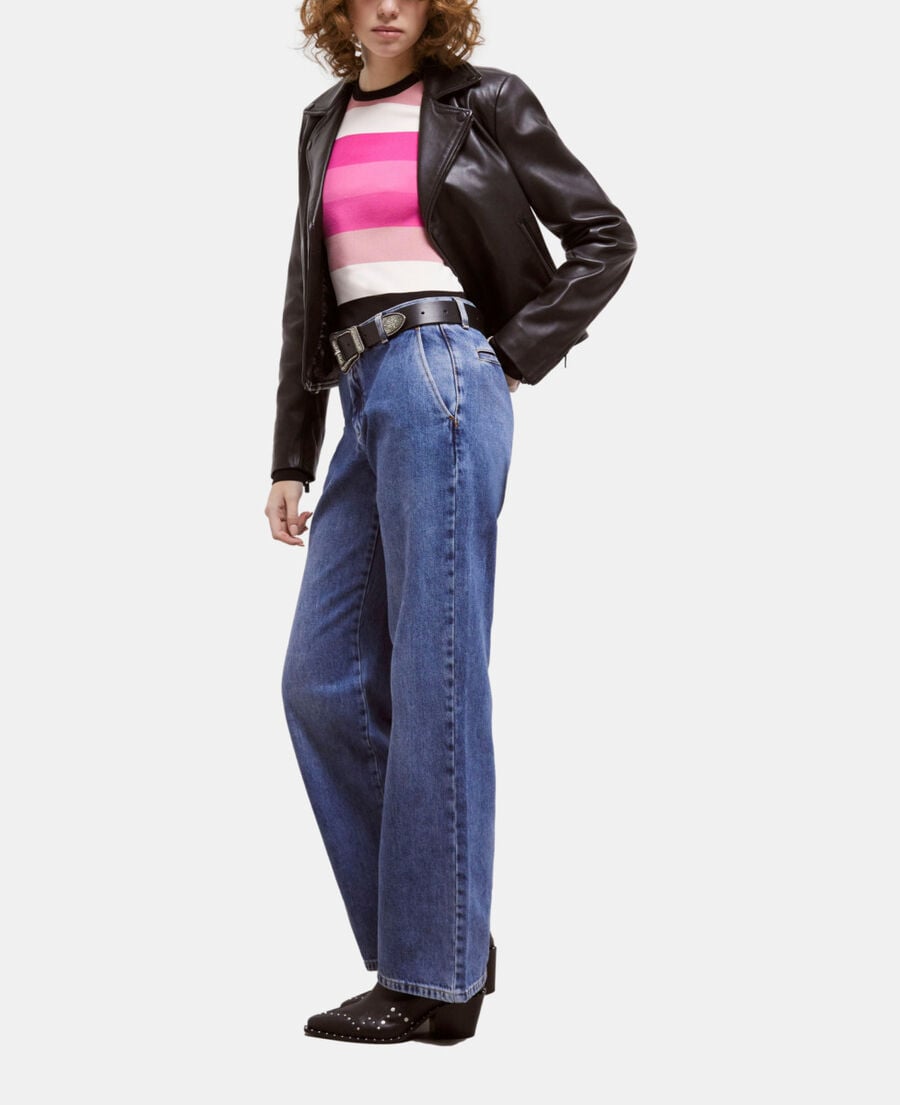 The Kooples WOMEN LIGHT PINK/DARK PINK/BLAC short pink striped sweater