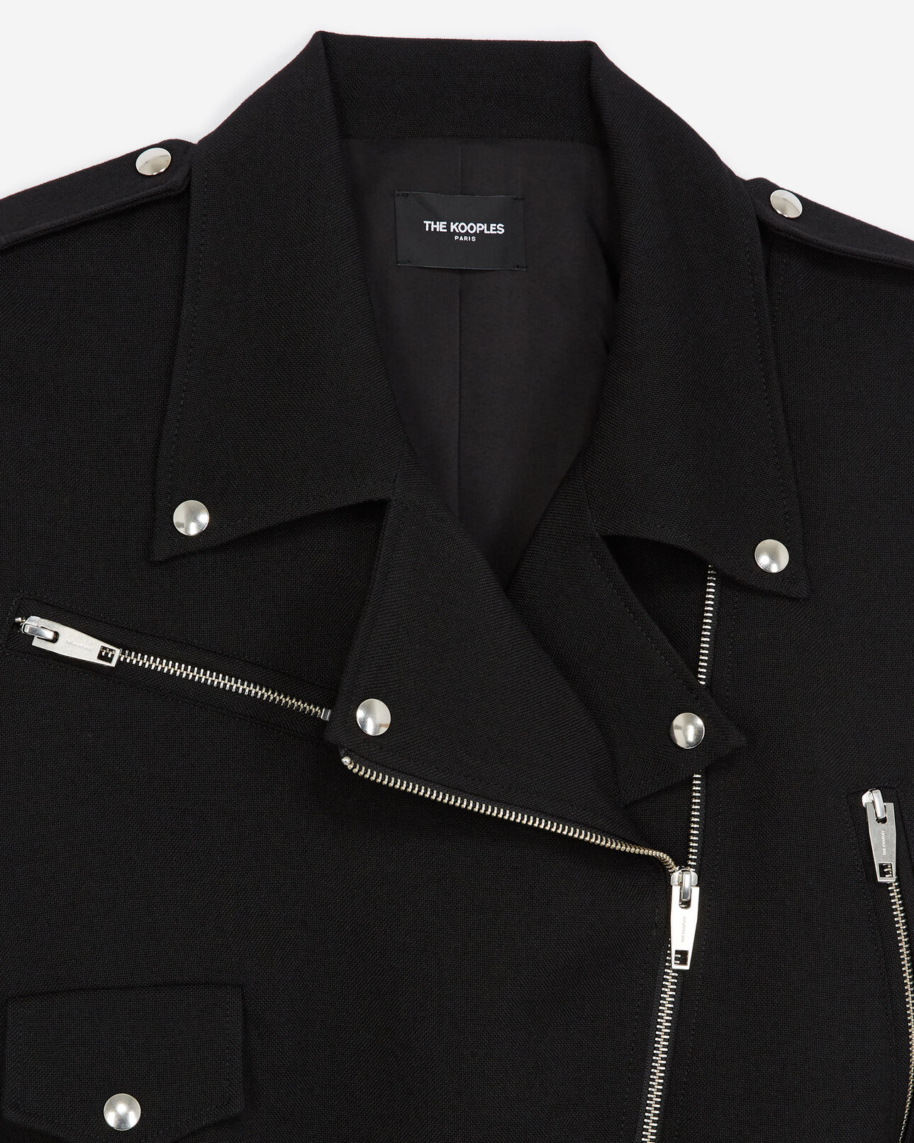 The Kooples DAMEN BLACK wollmantel schwarz kurz biker-stil