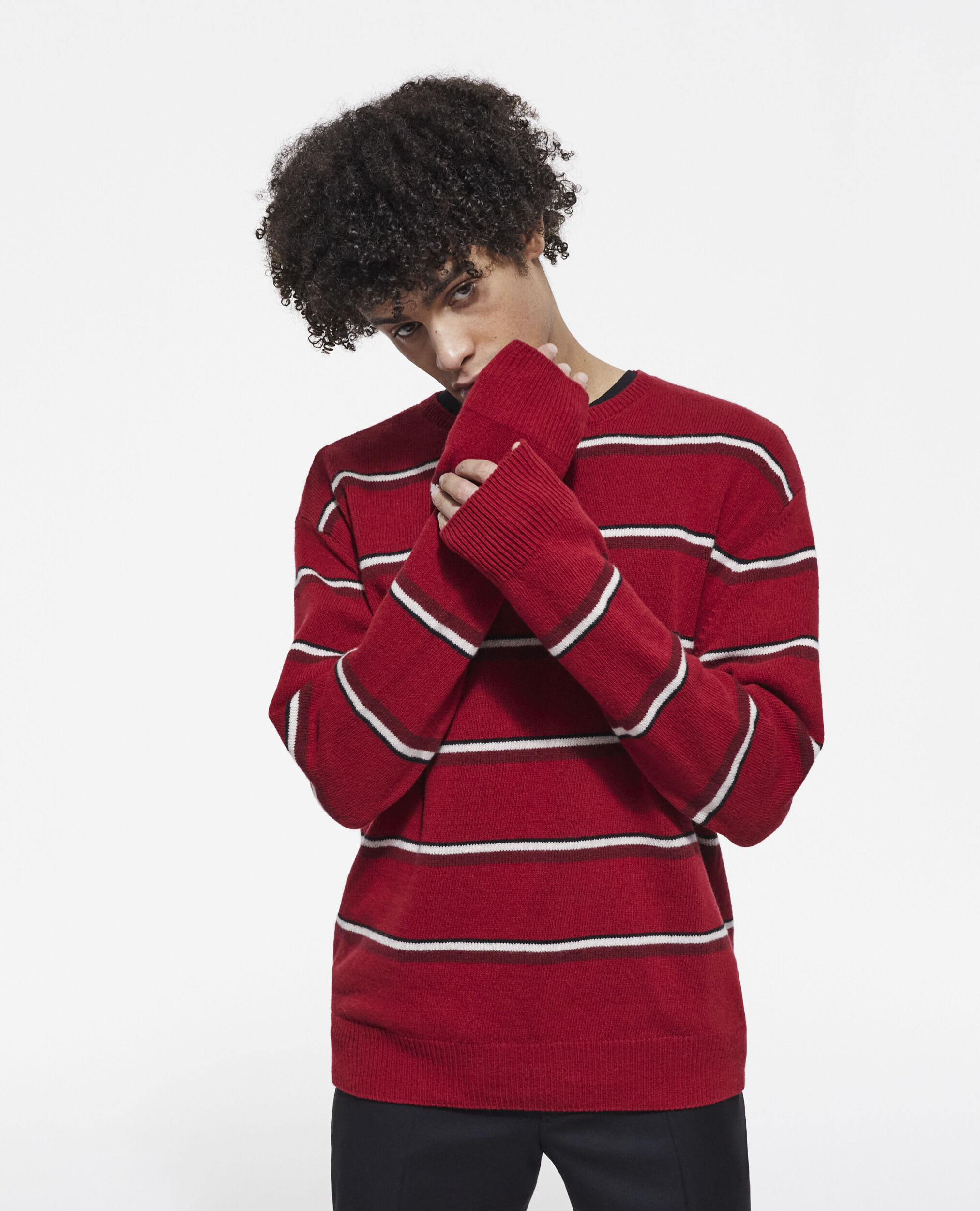 Multicolored cashmere sweater, RED-BLACK-WHITE, hi-res image number null