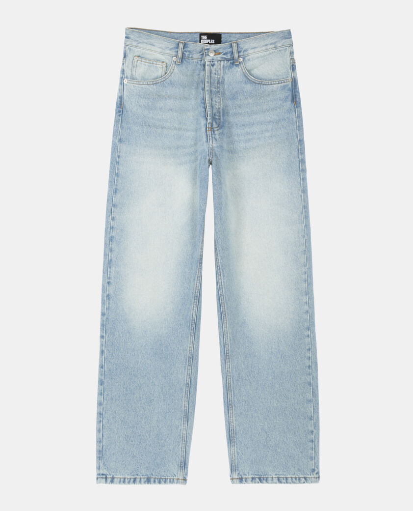 The Kooples HOMME BLUE BLEACHED / NAVY jean large bleu d&eacute;lav&eacute;