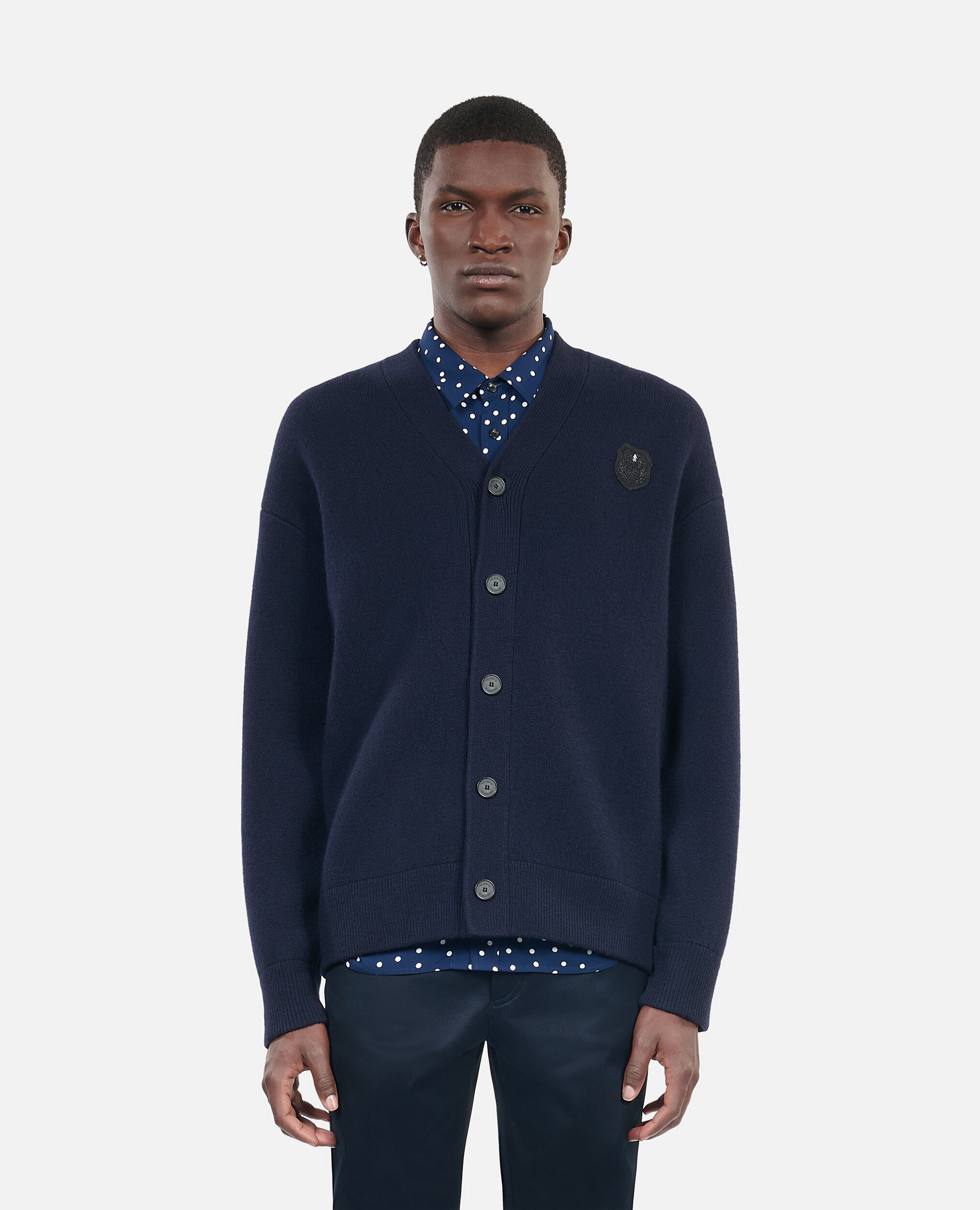 Navy blue wool cardigan