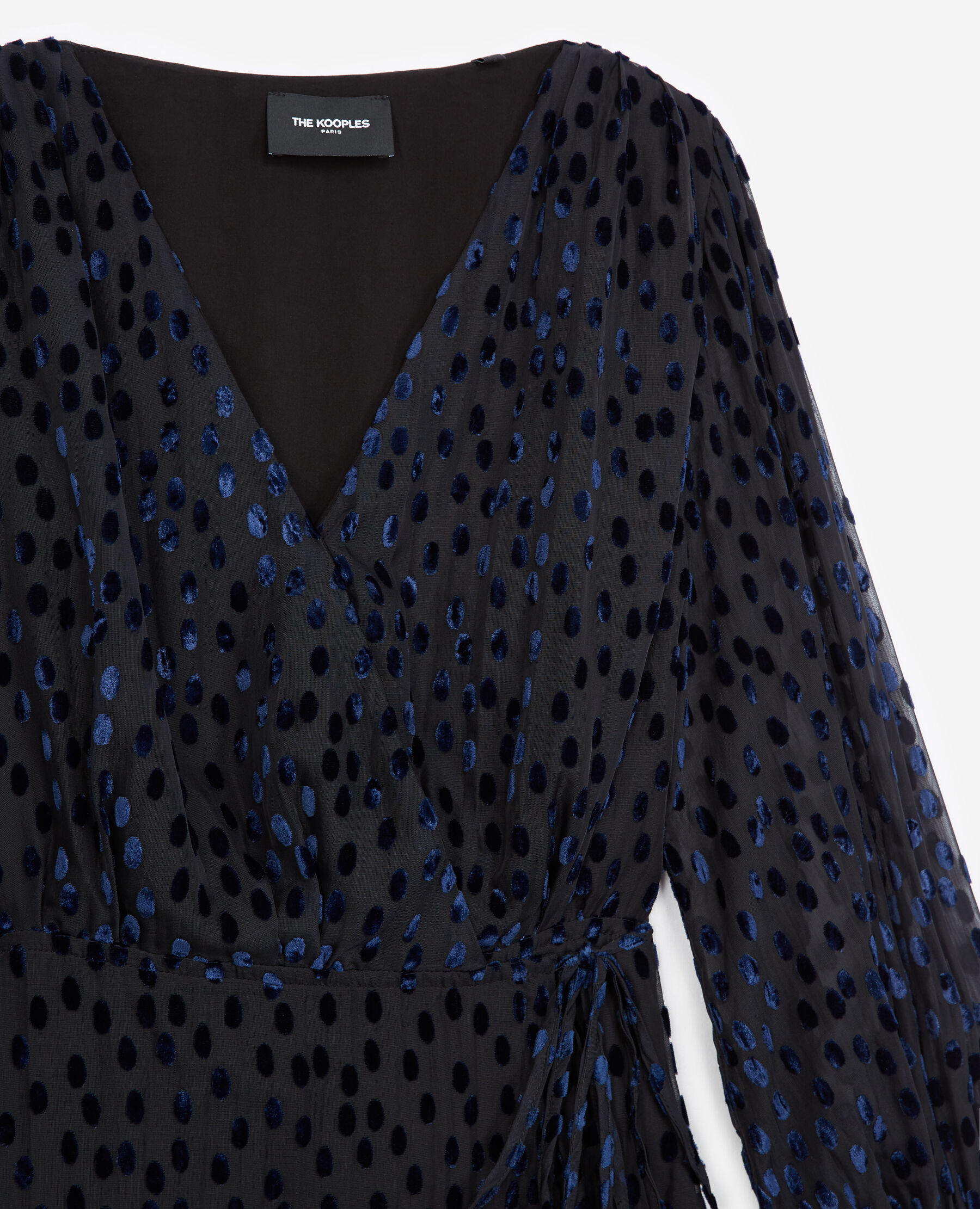 Burnout velvet wrap dress with polka dots The Kooples