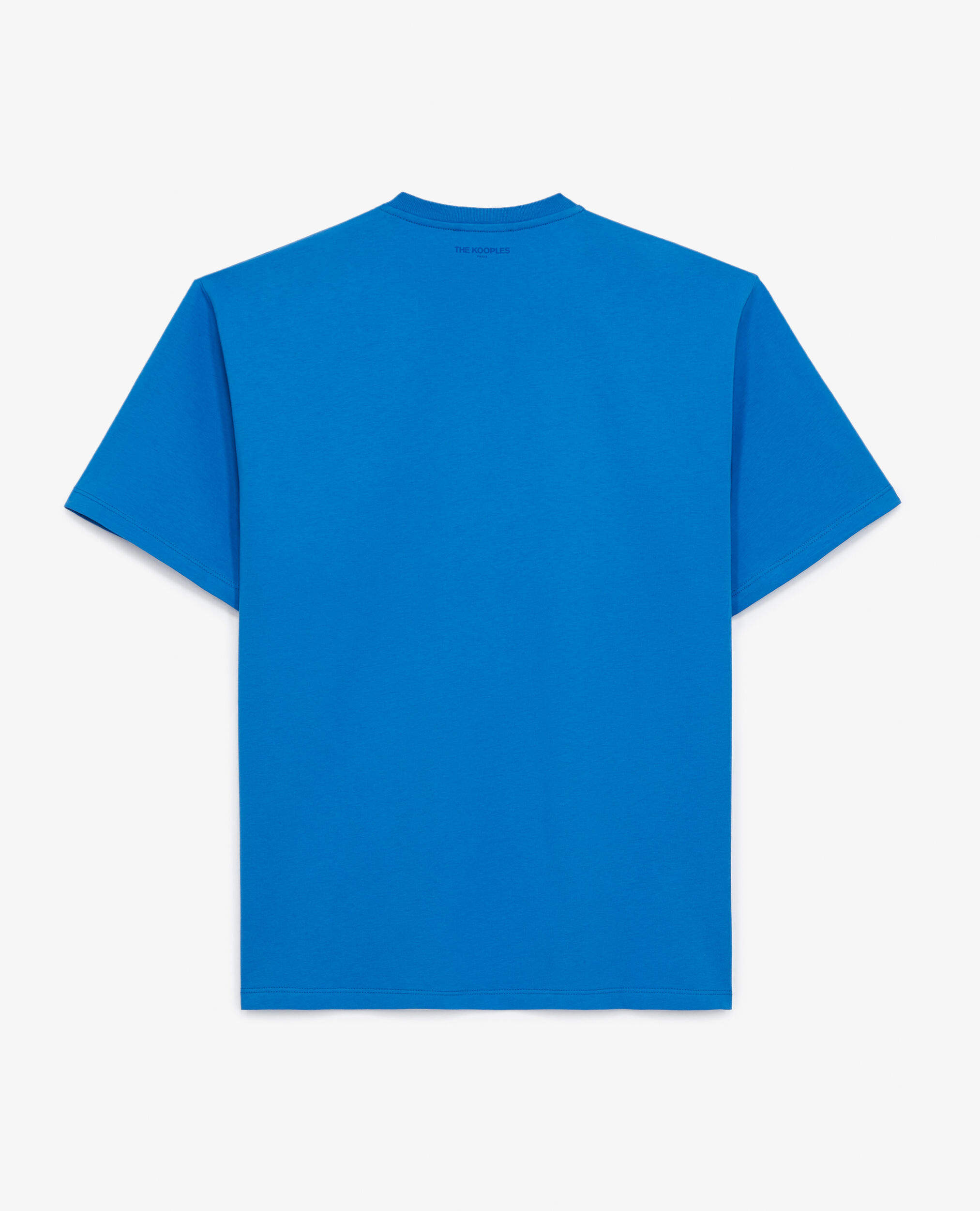 Blue cotton T-shirt with tone-on-tone embroidery, BLUE, hi-res image number null