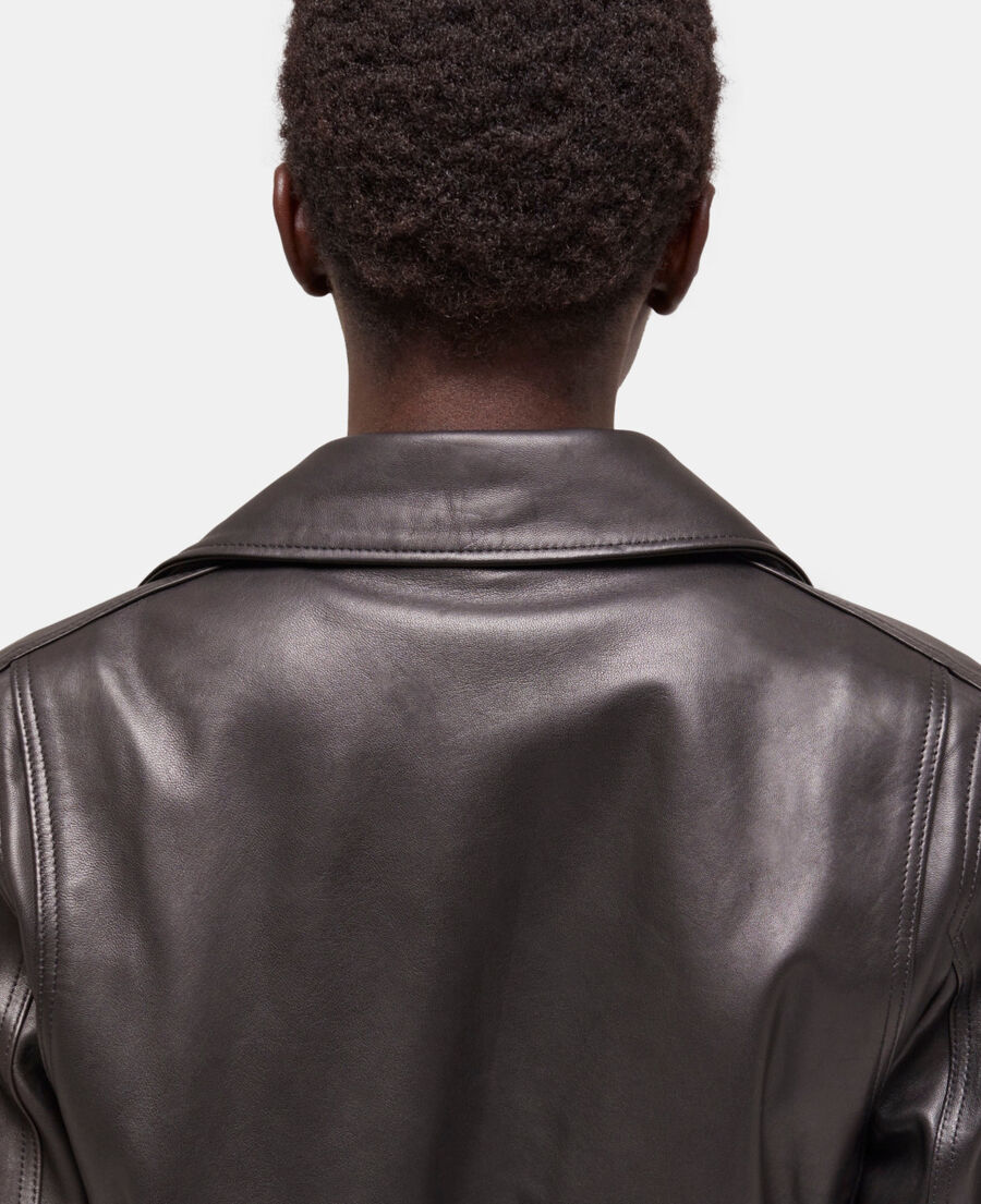 black leather jacket