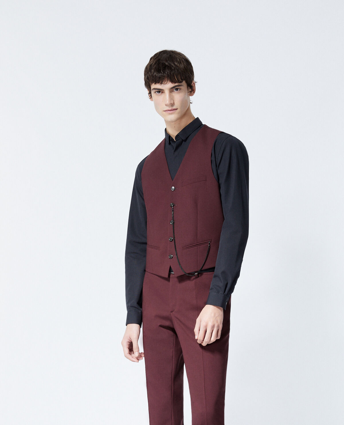 Burgundy hot sale wool waistcoat
