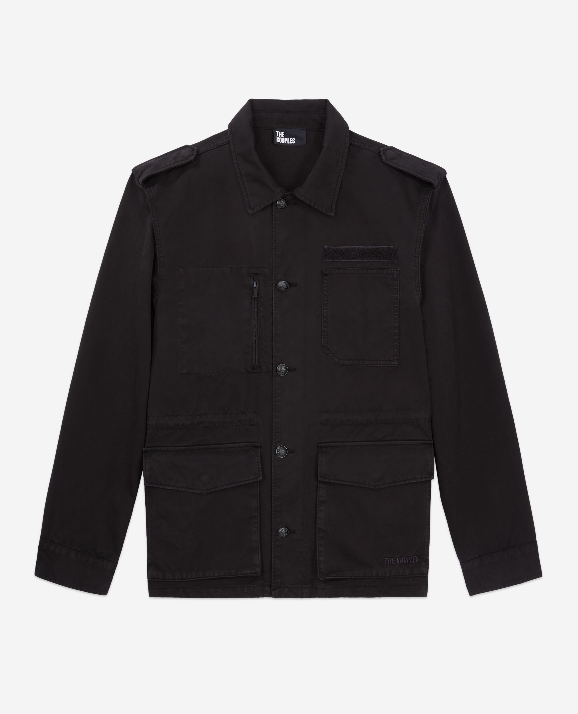 Black denim worker jacket, BLACK, hi-res image number null
