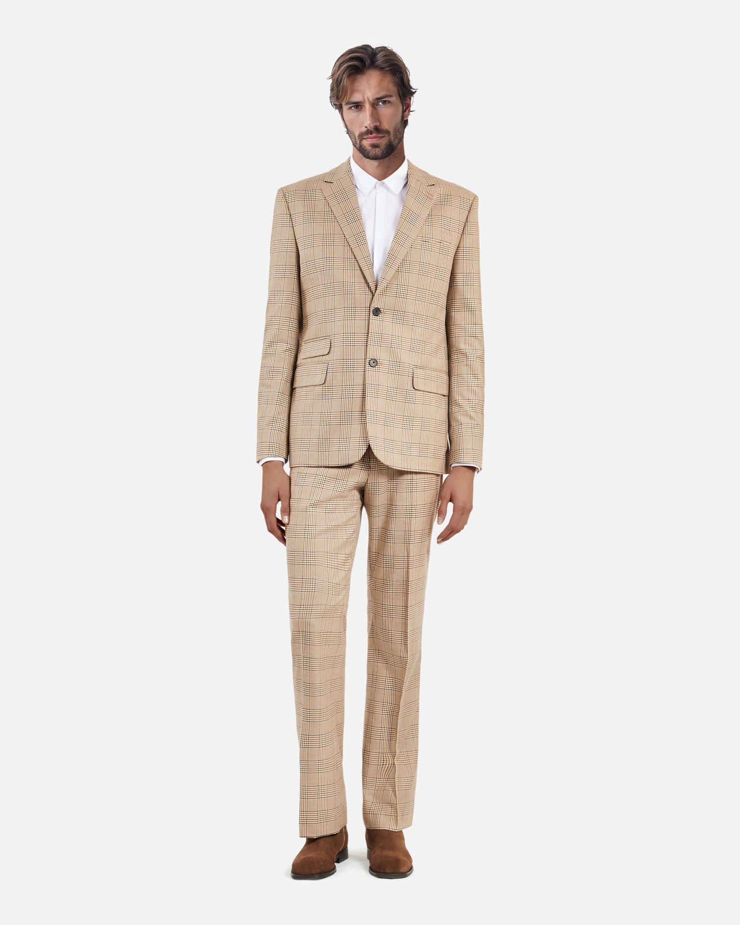 Prince of Wales beige suit jacket, BEIGE-BROWN, hi-res image number null