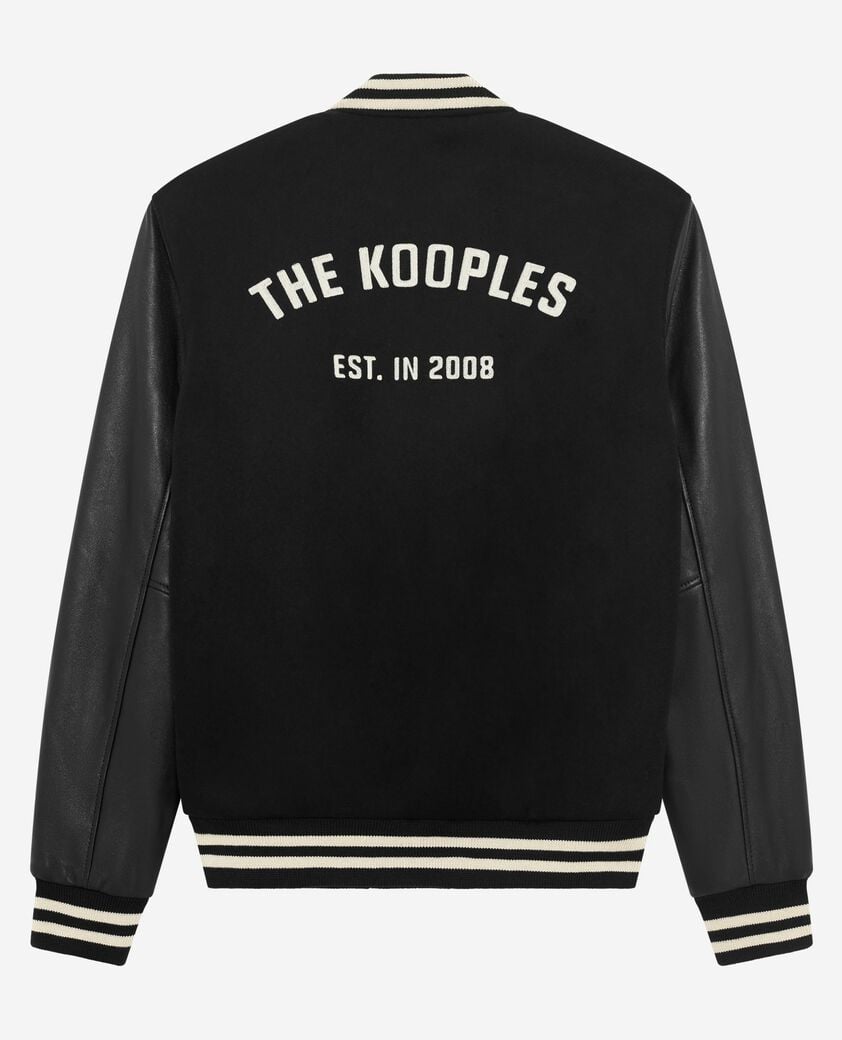 The Kooples HOMME BLACK blouson en laine varsity noir