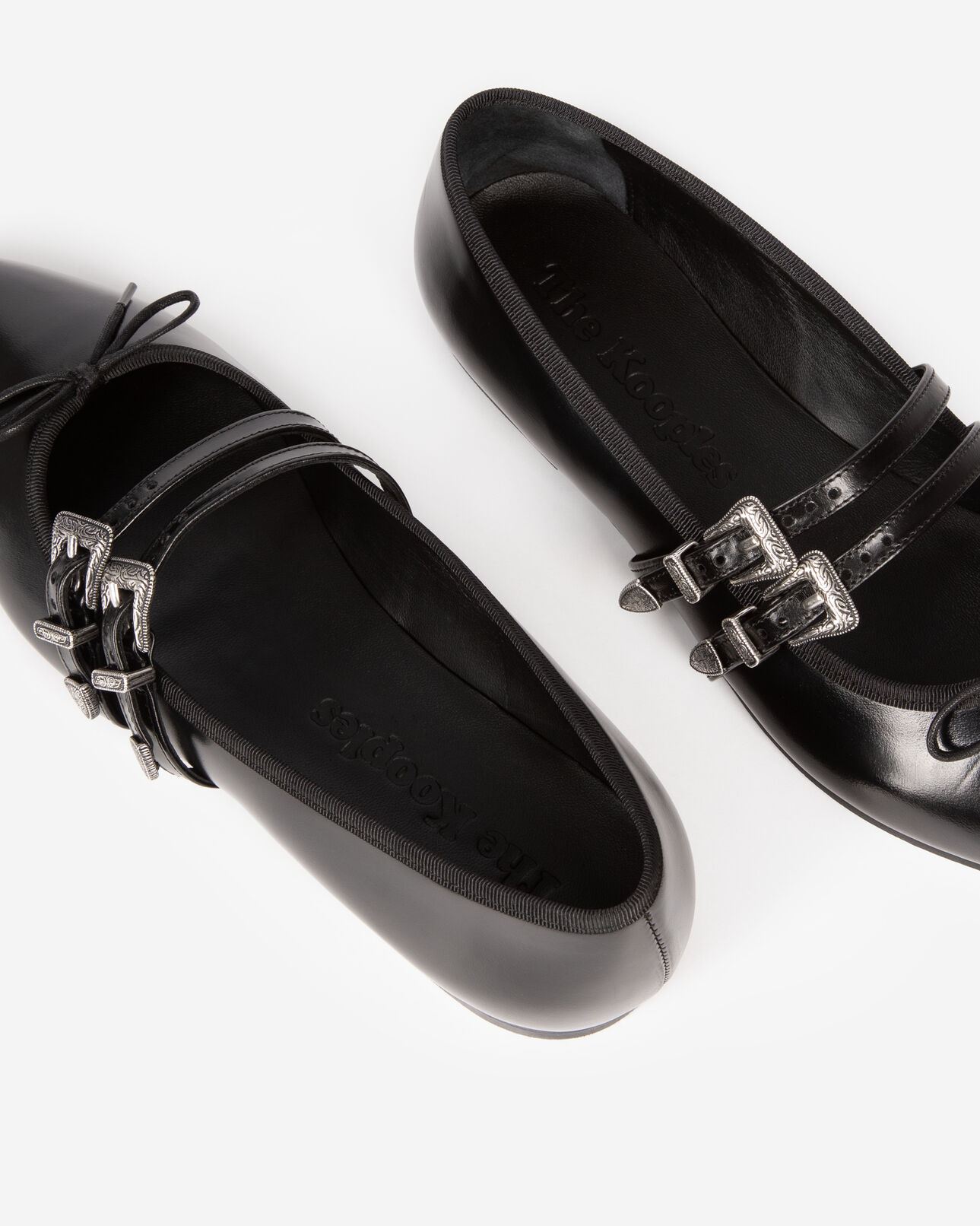 The Kooples WOMEN BLACK flat black leather ballerinas