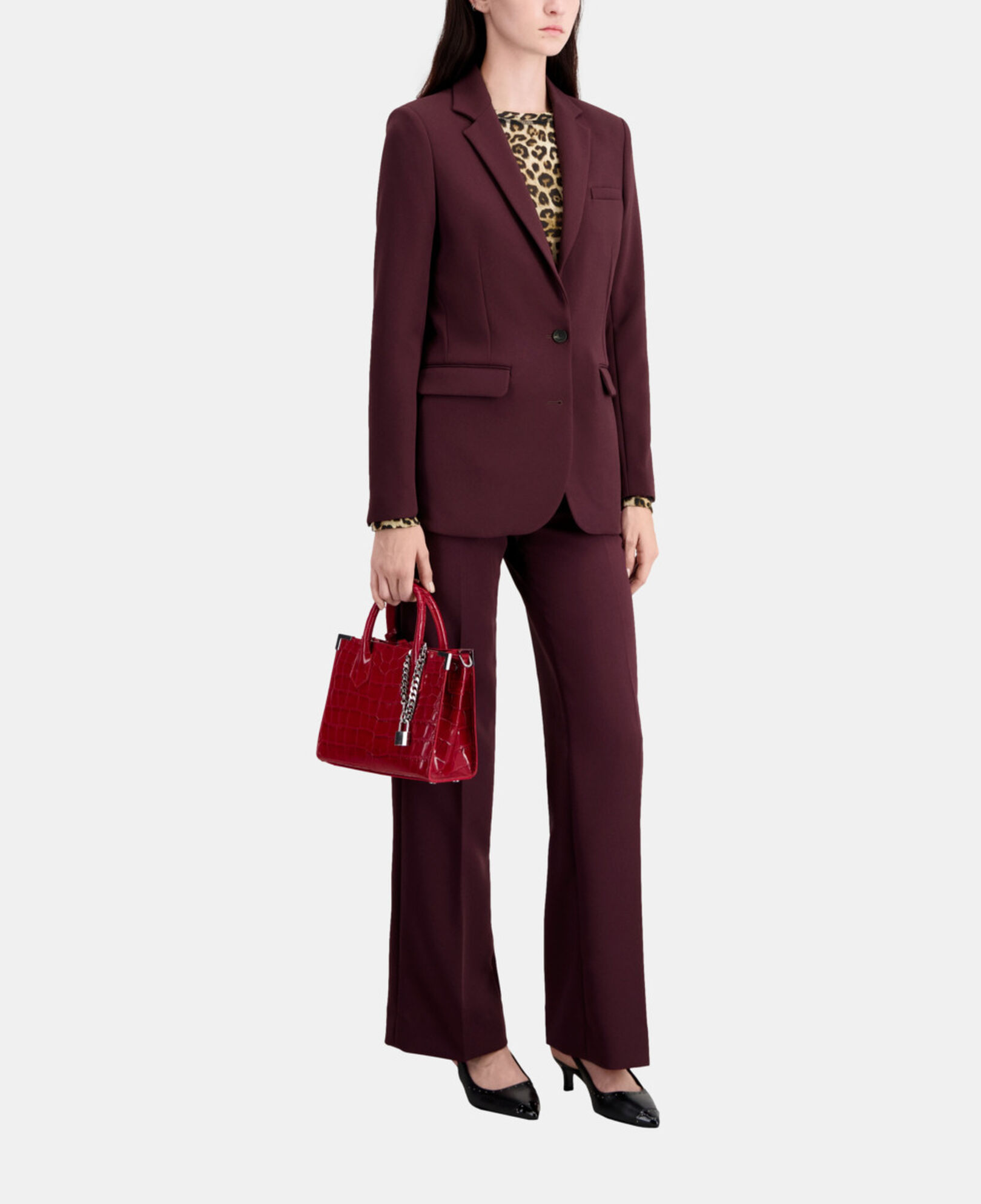 The Kooples FEMME BURGUNDY veste tailleur bordeaux en crêpe