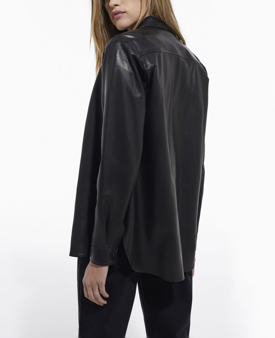 black leather shirt