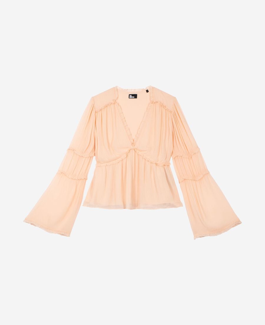 The Kooples F NUDE POUDRE top with peach ruffles