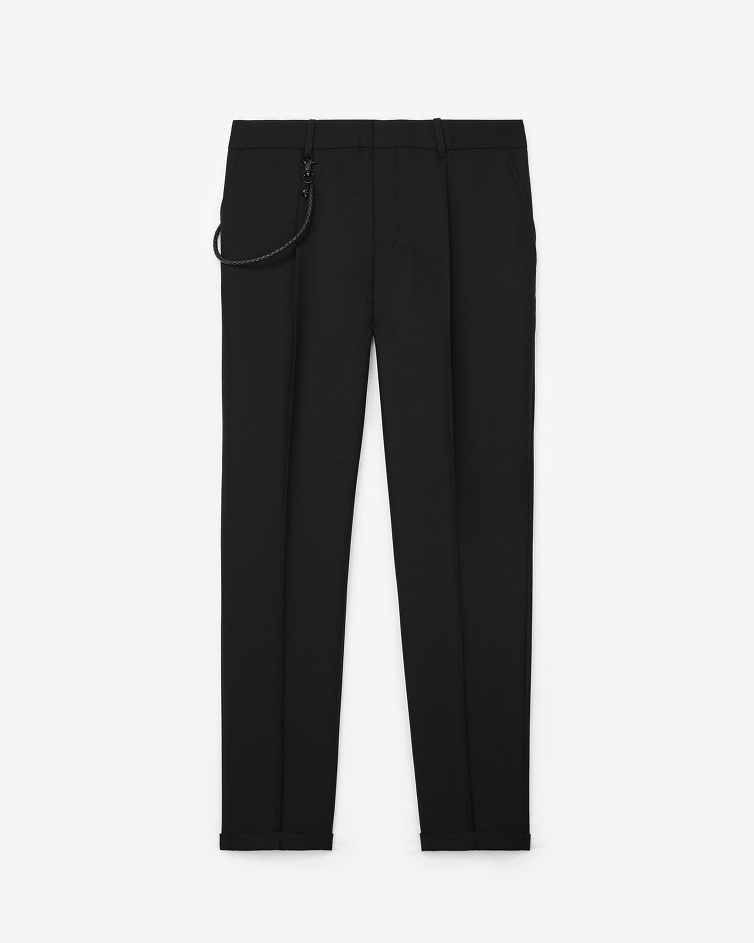 Schwarze Chinohose mit abnehmbarem Kettchen, BLACK, hi-res image number null