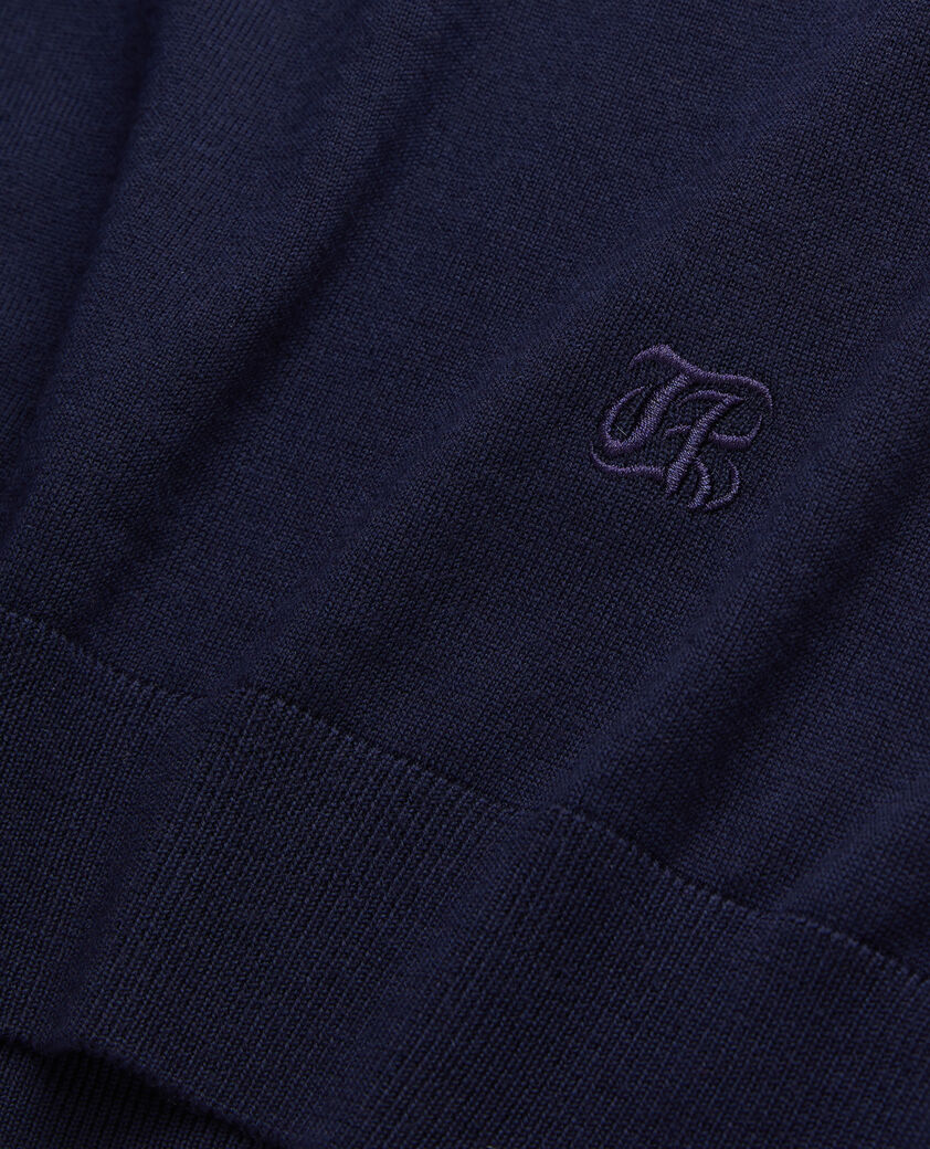 The Kooples HOMME NAVY pull bleu marine en laine mérinos