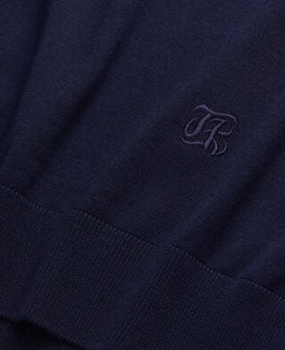 The Kooples HOMME NAVY pull bleu marine en laine mérinos