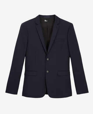 The Kooples MEN DARK NAVY straight cut blue wool suit jacket