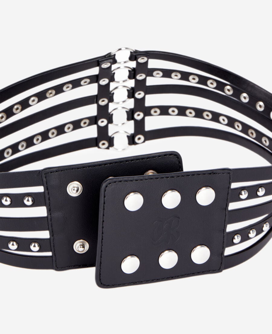 The Kooples FEMME BLACK ceinture corset en cuir avec clous noire