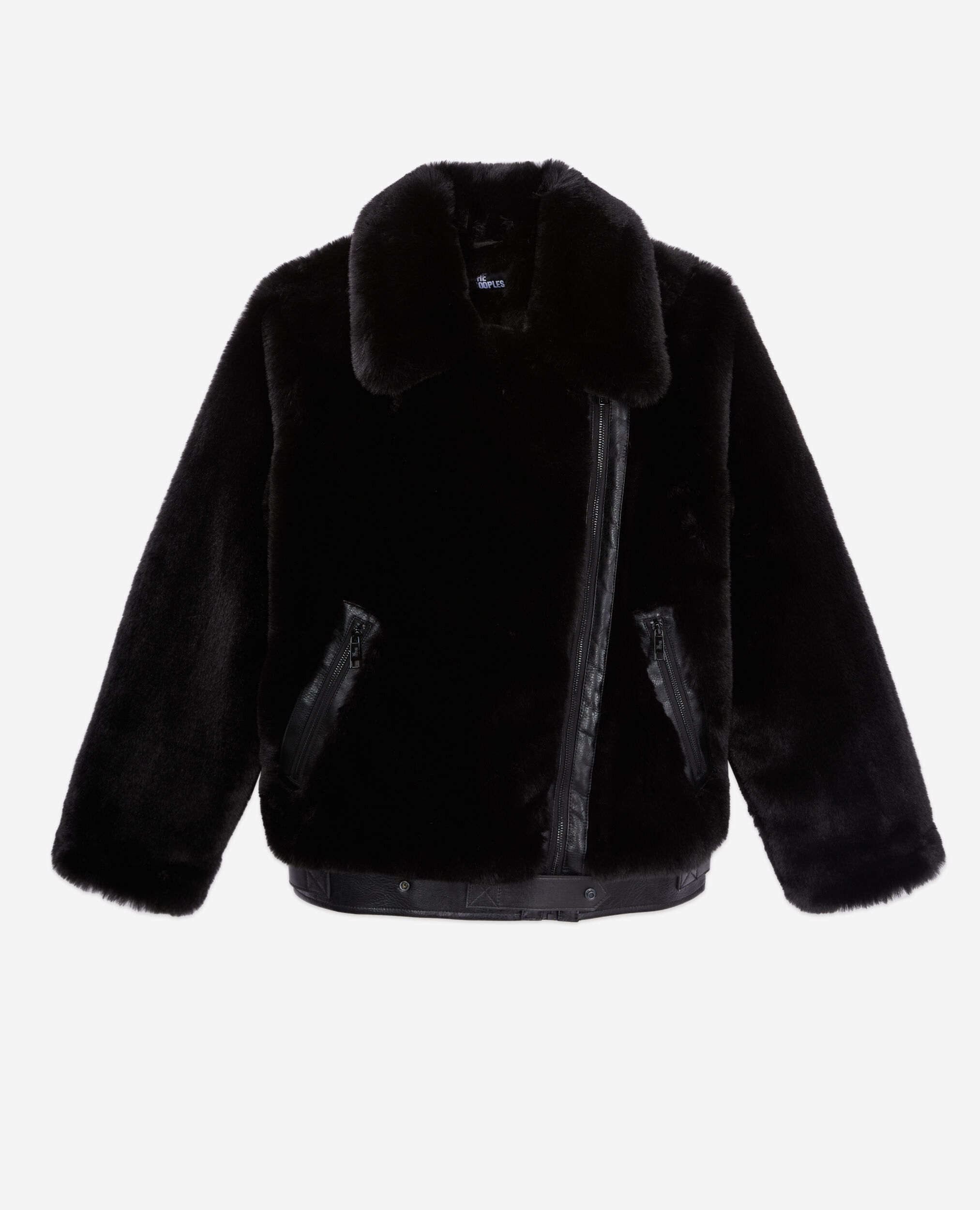 Black faux fur bomber jacket, BLACK, hi-res image number null