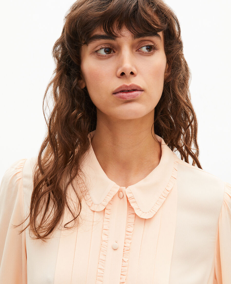 The Kooples DAMEN NUDE POUDRE hemd mit plissee-details pfirsich