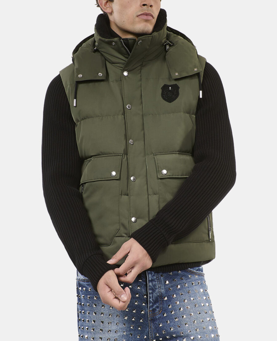 The Kooples MEN OLIVE khaki sleeveless down jacket