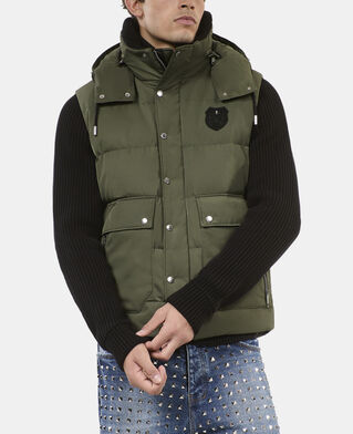 The Kooples MEN OLIVE khaki sleeveless down jacket