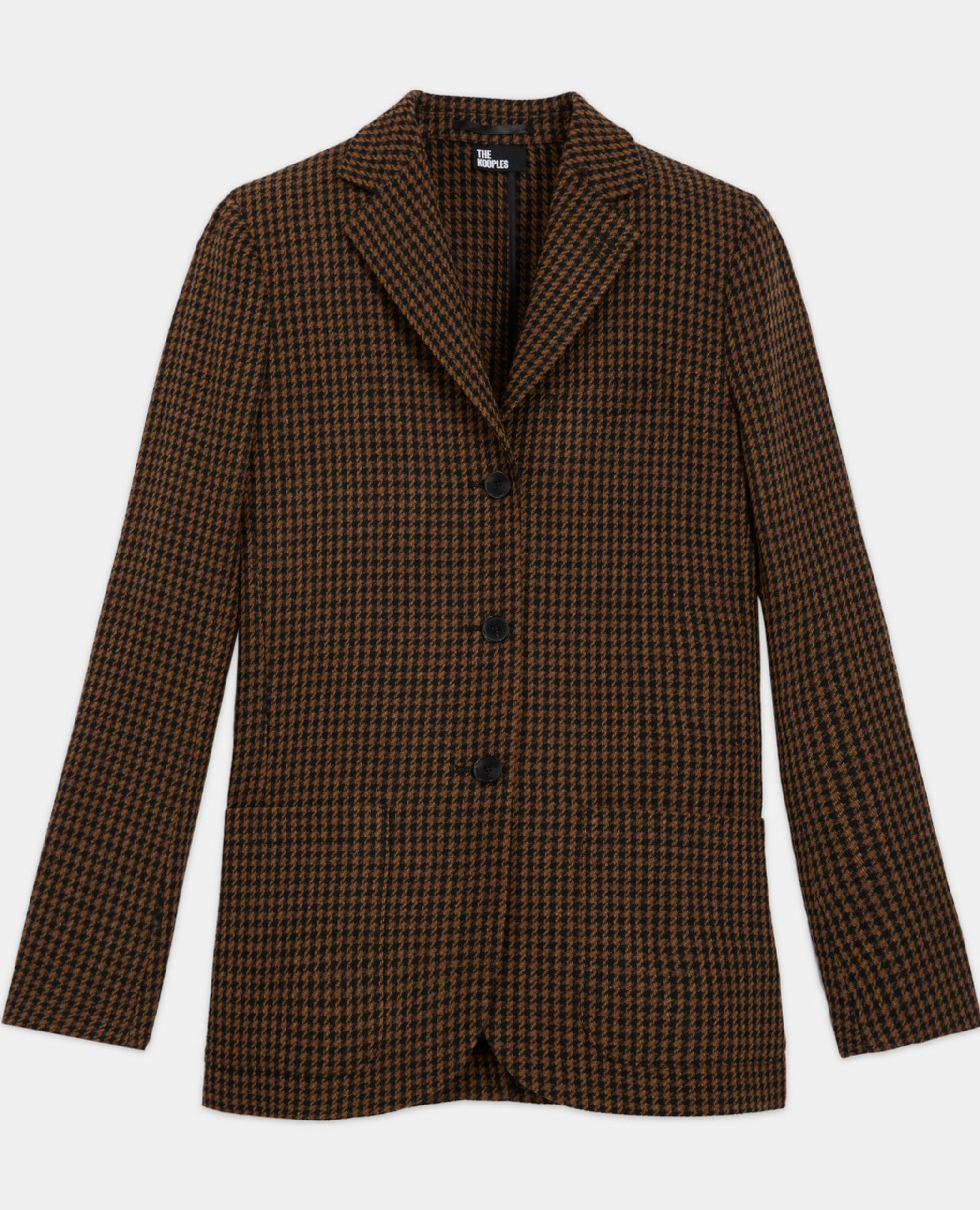 Wool jacket with houndstooth motif, BLACK BROWN, hi-res image number null