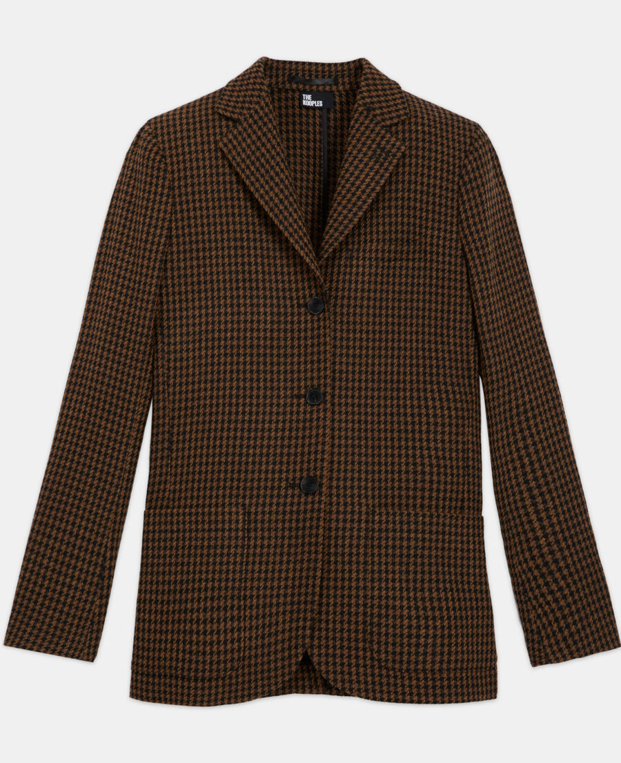 wool jacket with houndstooth motif