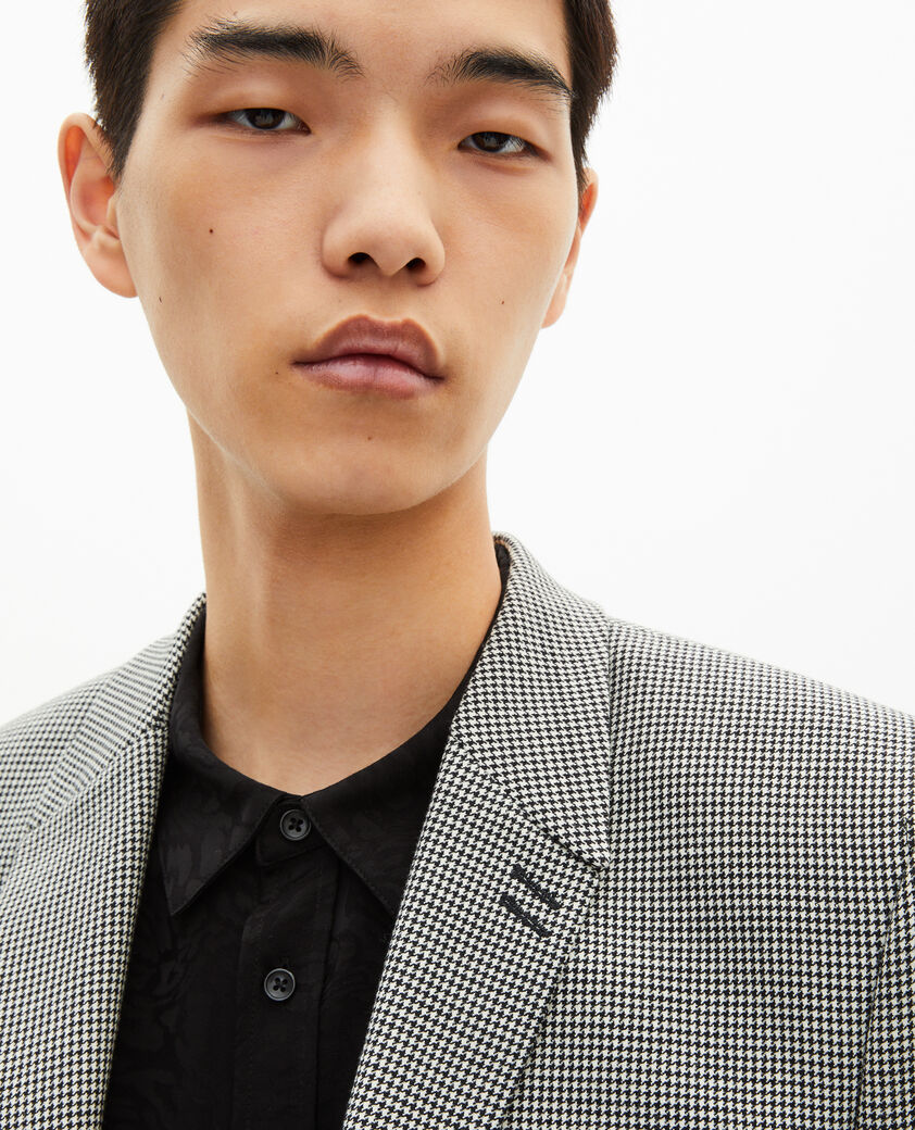 The Kooples HOMME BLACK GREY veste de costume en pied de poule noir et blanc