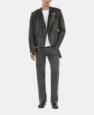 The Kooples MEN BLACK black leather biker jacket