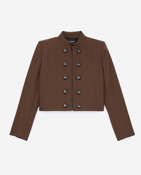 flowing brown officer-style jacket
