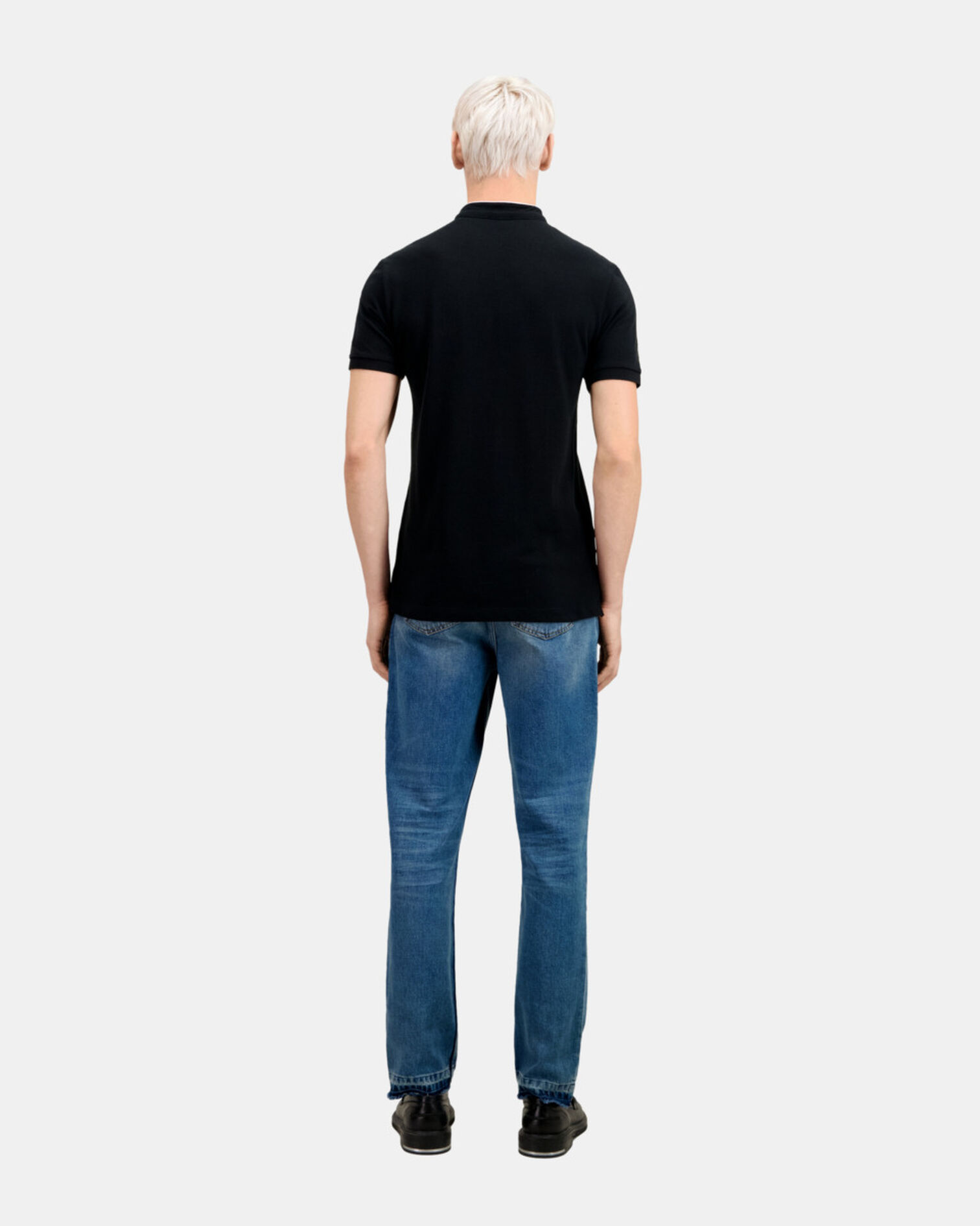 Polo noir en coton, BLACK / PINK, hi-res image number null