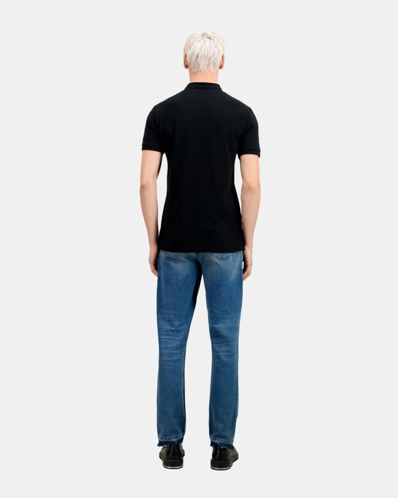 The Kooples HOMME BLACK / PINK polo noir en coton
