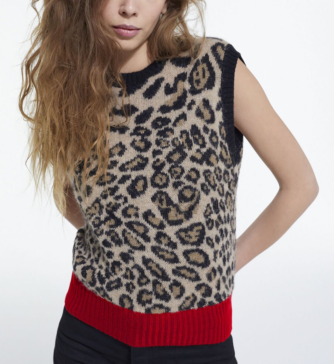 Leopard print womens sweater top